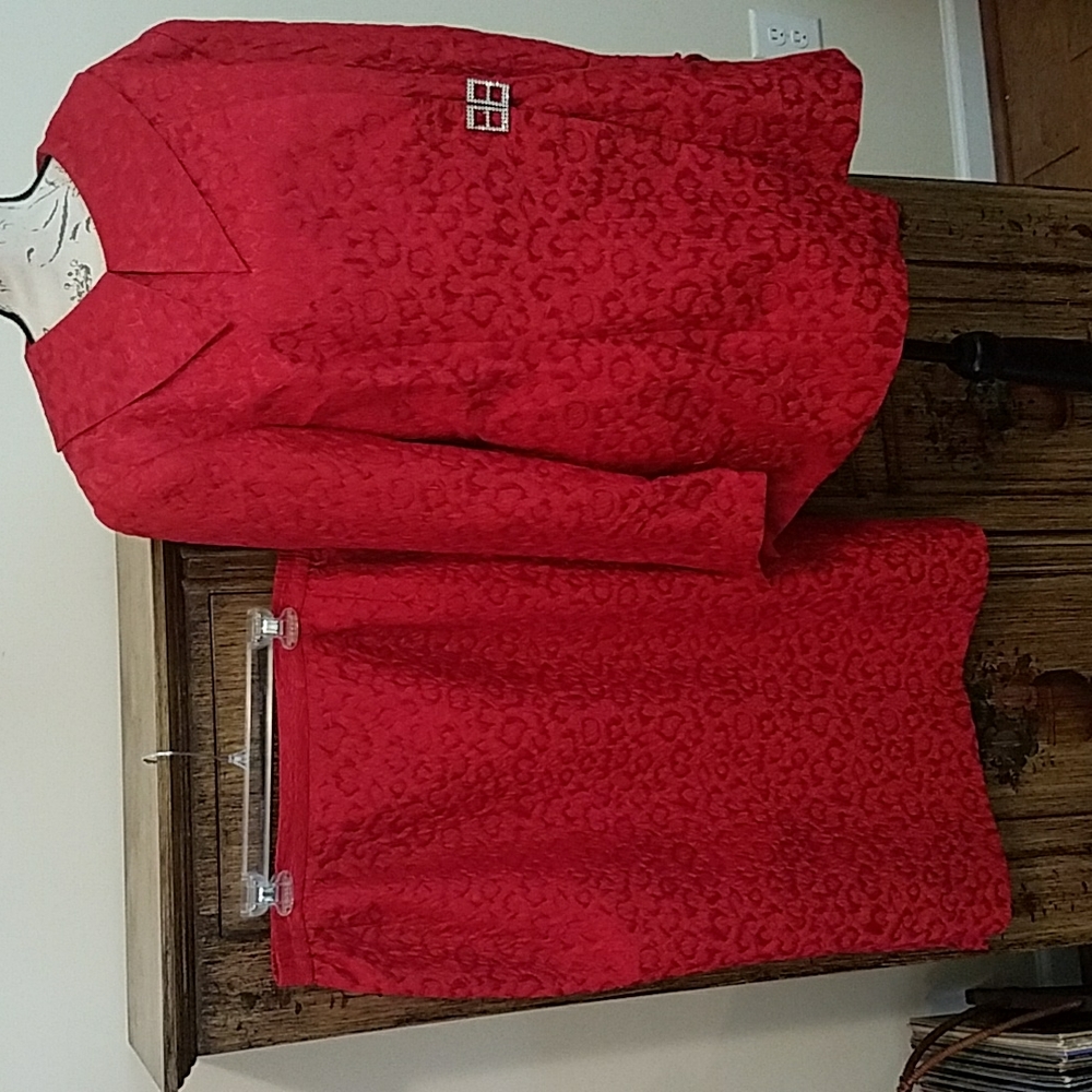 Vintage Lady In Red Dressy Suit